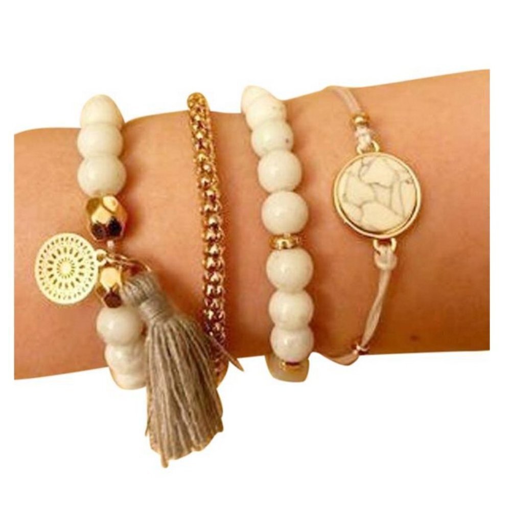 New Amelia Rue Cora 4 Bracelet Set Boho Layering Free spirit